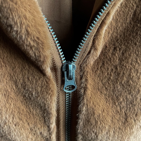 Free People Turn Up Zip Off Hoodie Brown Faux Fur Teddy Jacket - Picture 12 of 13